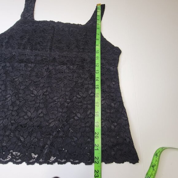 Black Lace Tank Top Lace Camisole Wide Straps Lace Top - Size L  Size XXL - Picture 10 of 13
